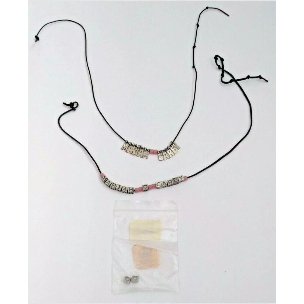 Set of 2 Mariah Carey Custom (Fan Made) Metal Bead Charm Necklaces